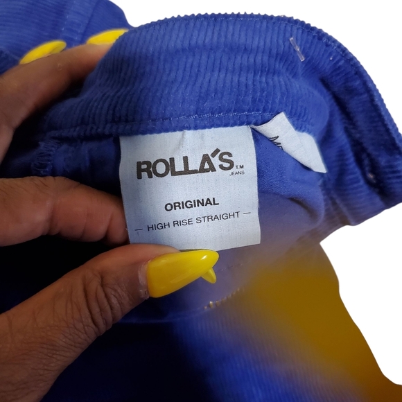 Rolla's Electric Blue Corduroy Straight High Rise Jeans / Pants Size 24 - Picture 8 of 11